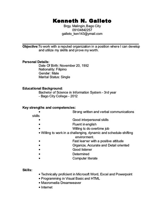 Student Cv Sample