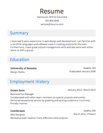 Work Resume Examples