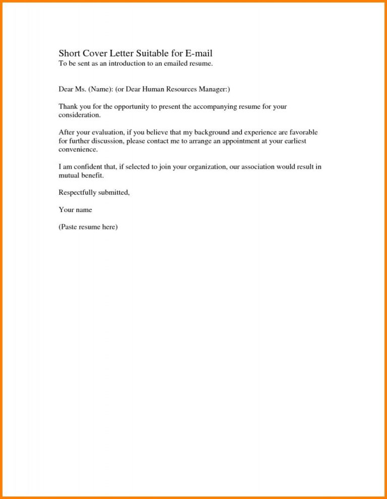 Short Cover Letter Template