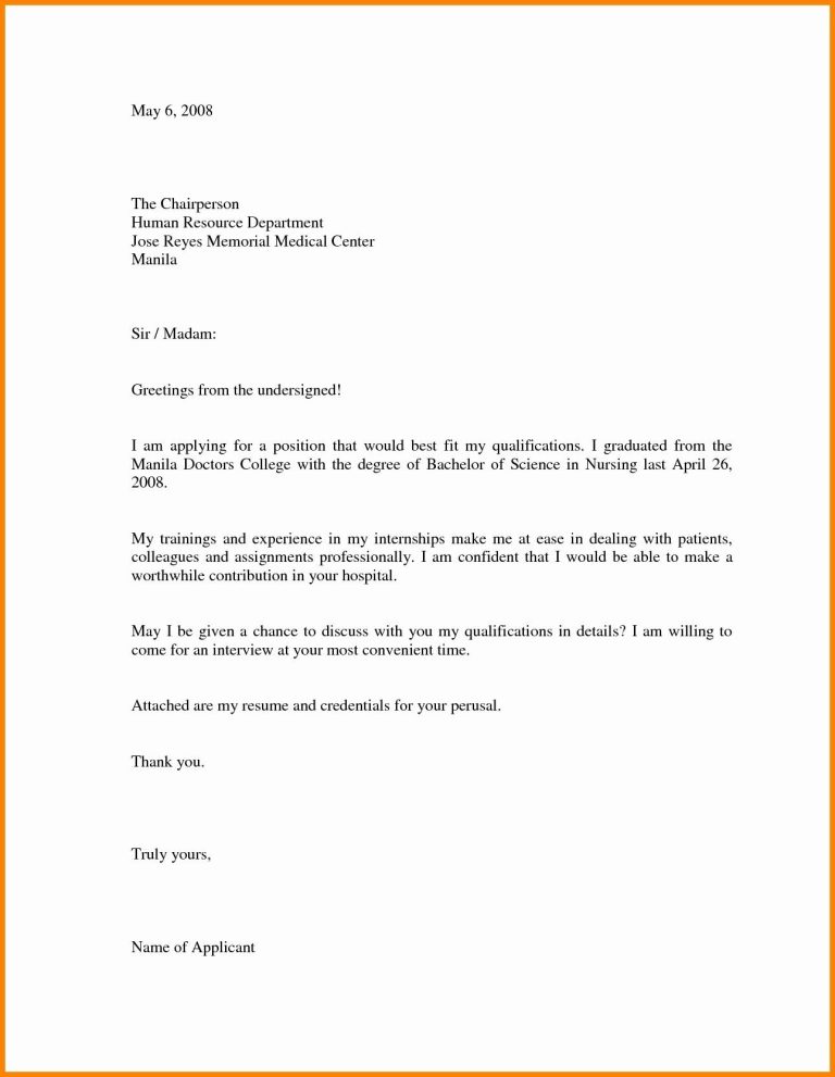 Cover Letter Sample For Job Application In Word Format