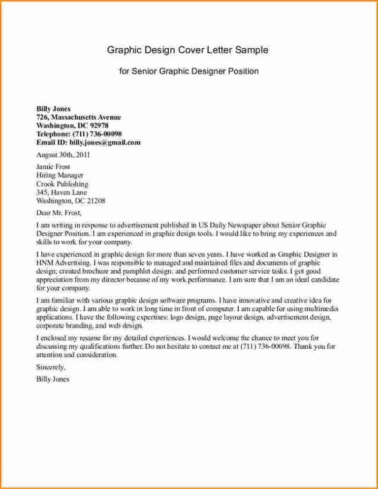 Application Letter For Graphic Designer