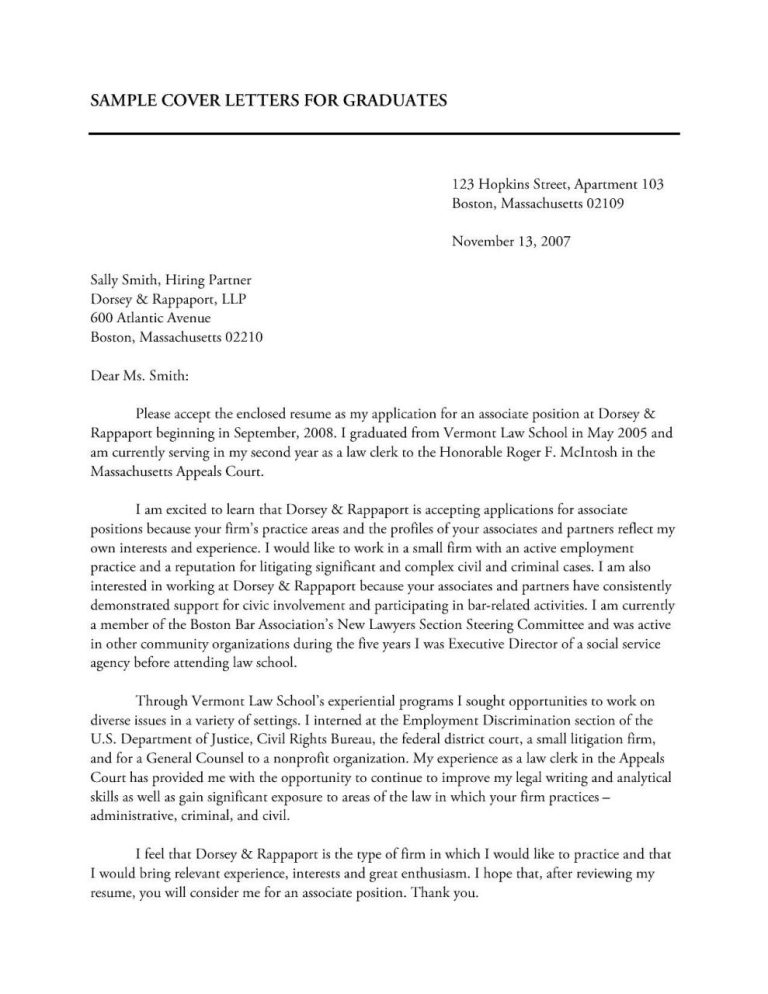 Associate Attorney Cover Letter Sample