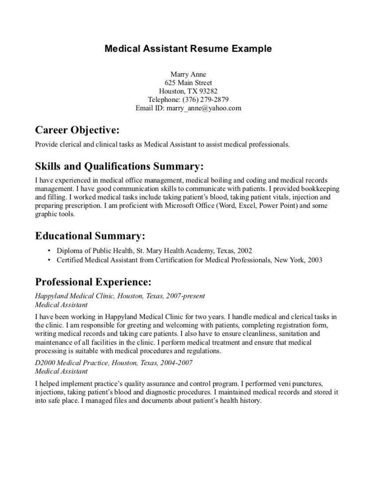 Medical Assistant Resume Examples