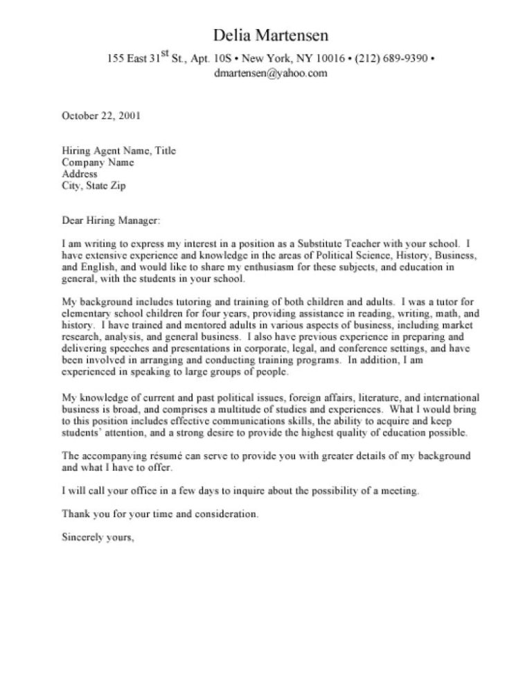 Academic Cover Letter Sample