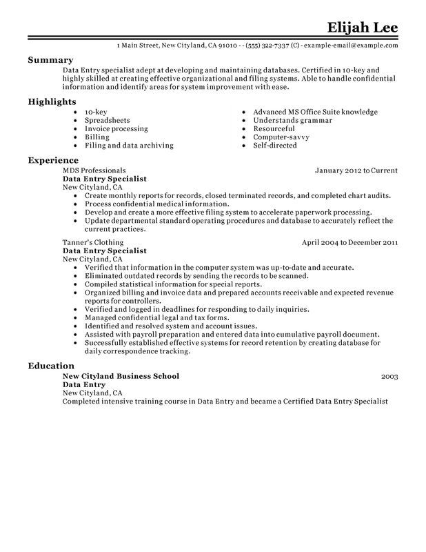 Data Entry Clerk Cover Letter