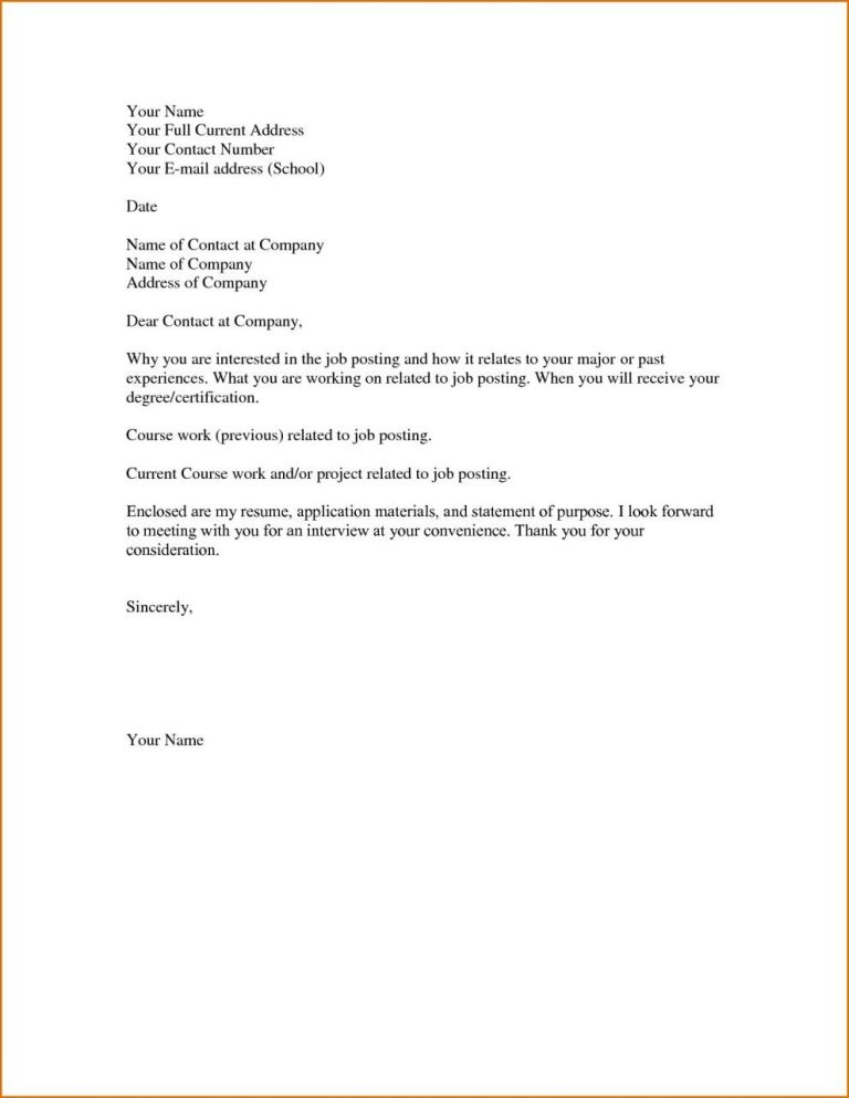 Easy Cover Letter Template