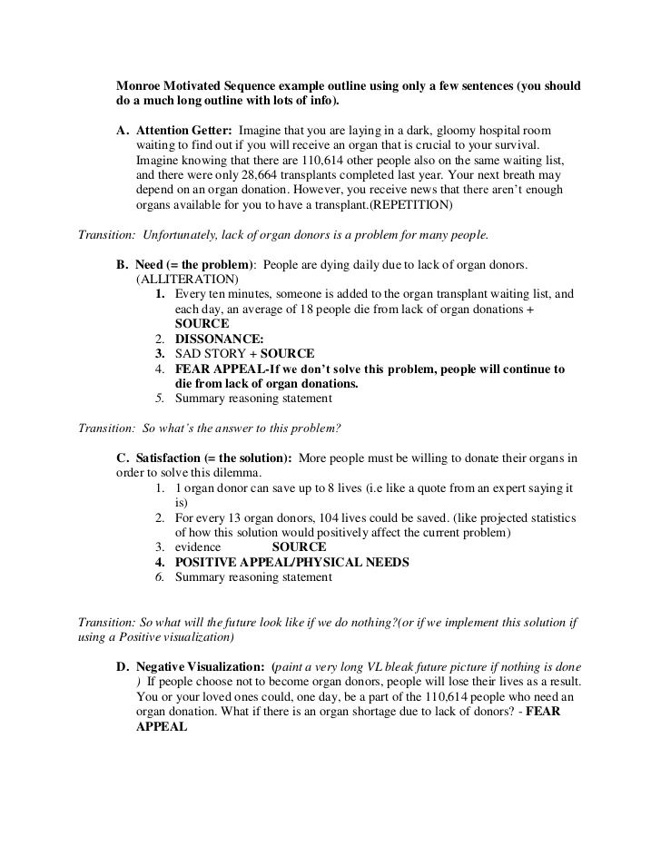 Monroe's Motivated Sequence Example