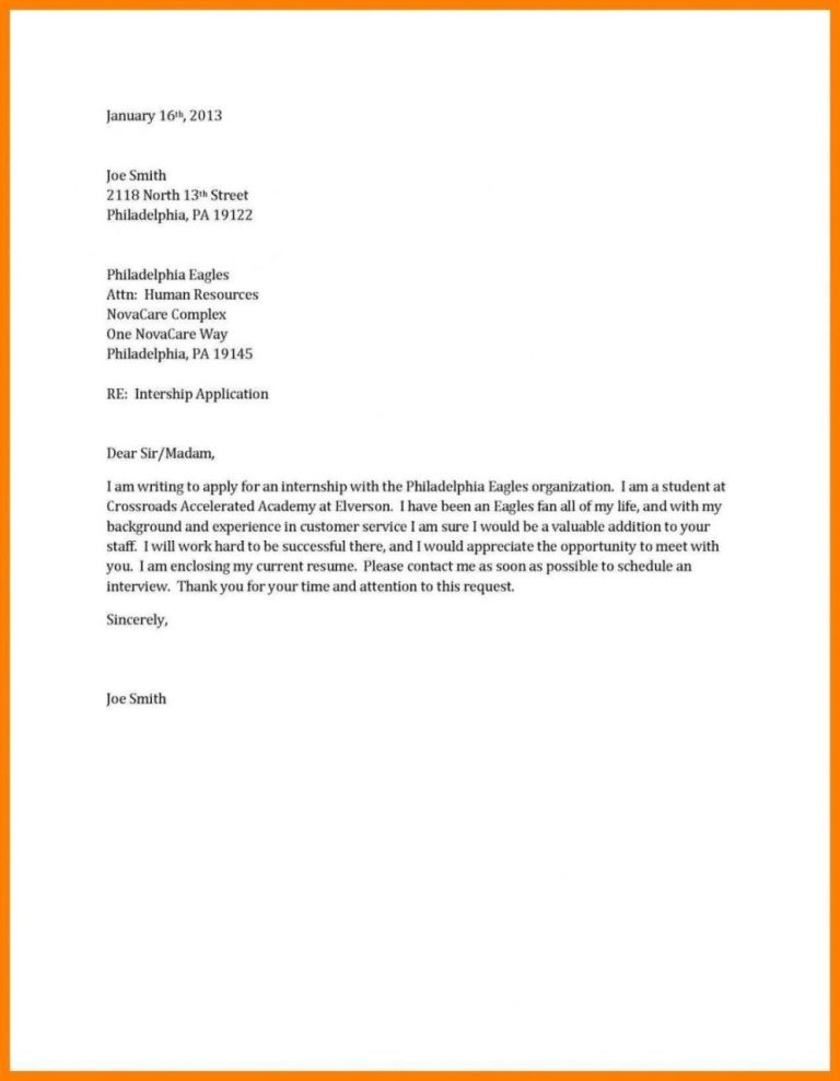 Cover Letter Format Template