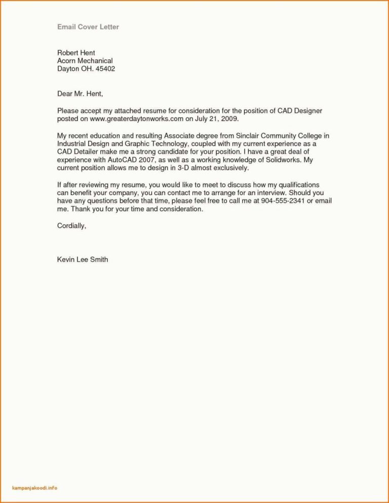 Application Letter Email Sample