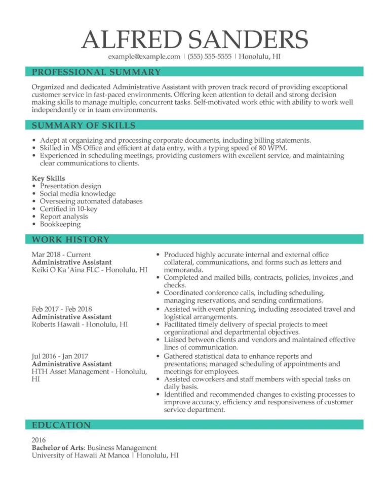 Administrative Assistant Resume 2018