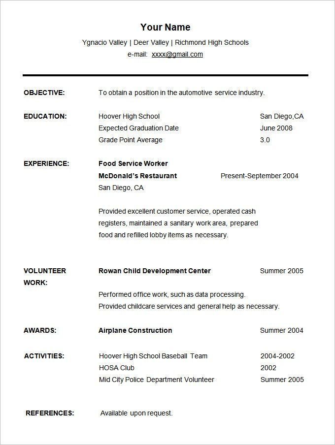 Sample Cv Template