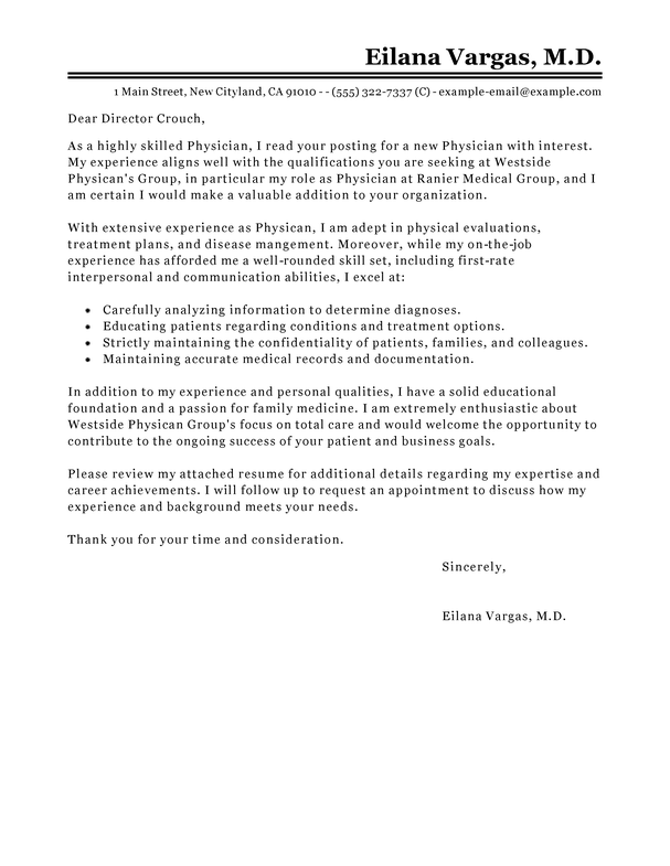 Physician Cover Letter Examples