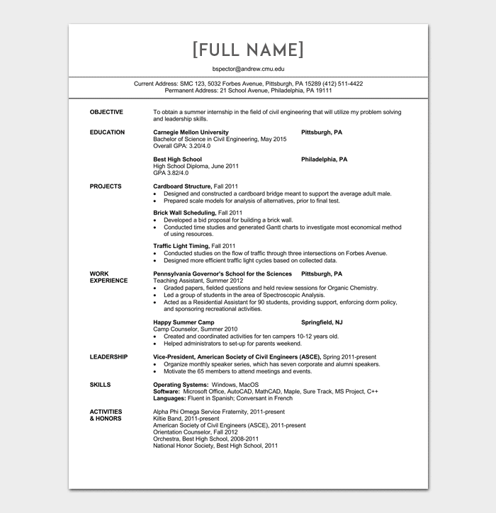 Sample Resume For Civil Engineer Fresh Graduate