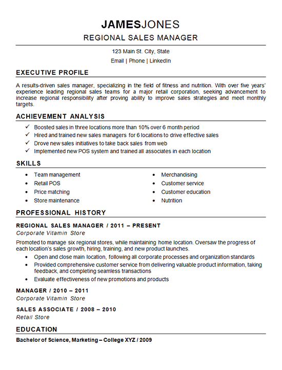 Sales Manager Resume