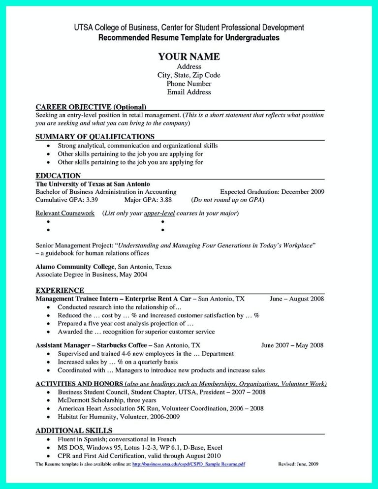 College Resume Examples