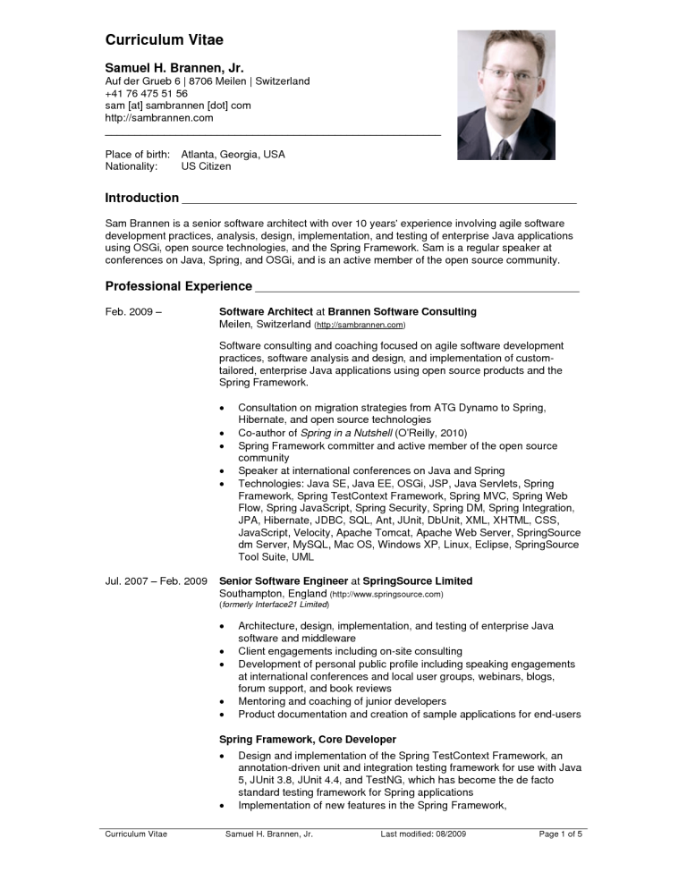 Cv Resume Sample