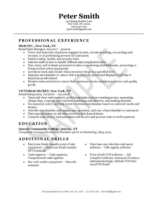 Retail Resume