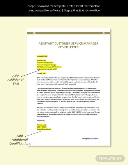 Customer Service Manager Cover Letter