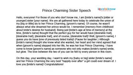 Older Sister Of The Bride Speech Samples