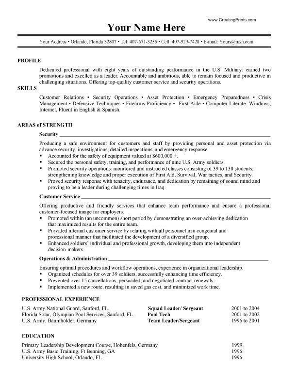 Military Resume Examples