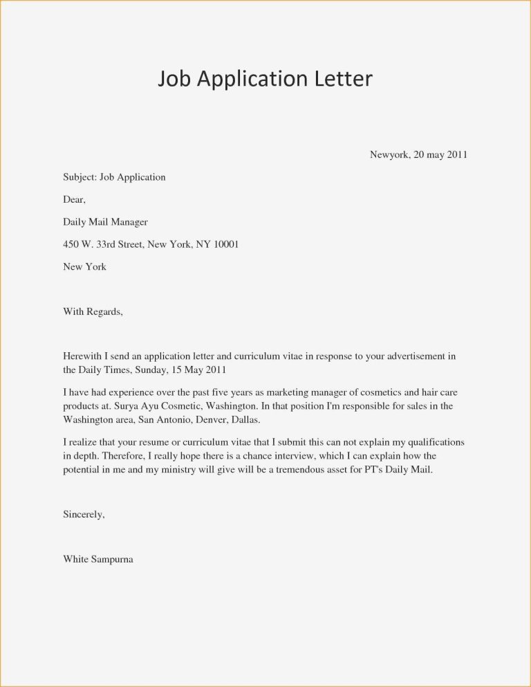 Covering Letter Format