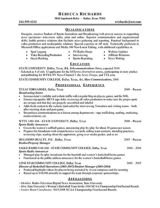 Internship Resume Examples