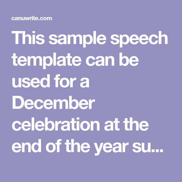 Holiday Speech Sample