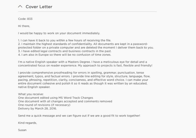 Sample Cover Letter For Upwork Proposal