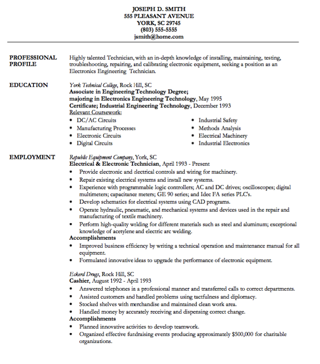 Technical Resume Examples