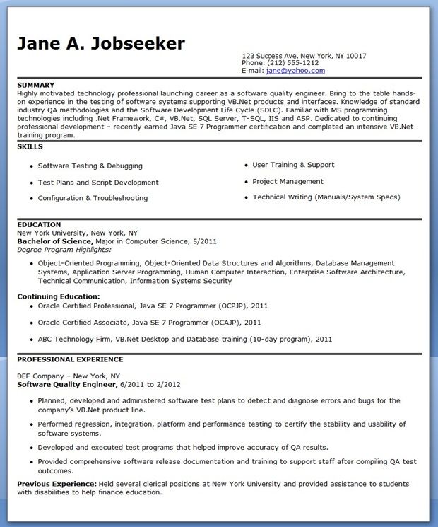 Quality Engineer Resume