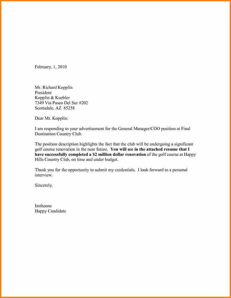 General Cover Letter Sample