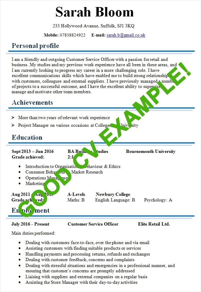 Cv Examples