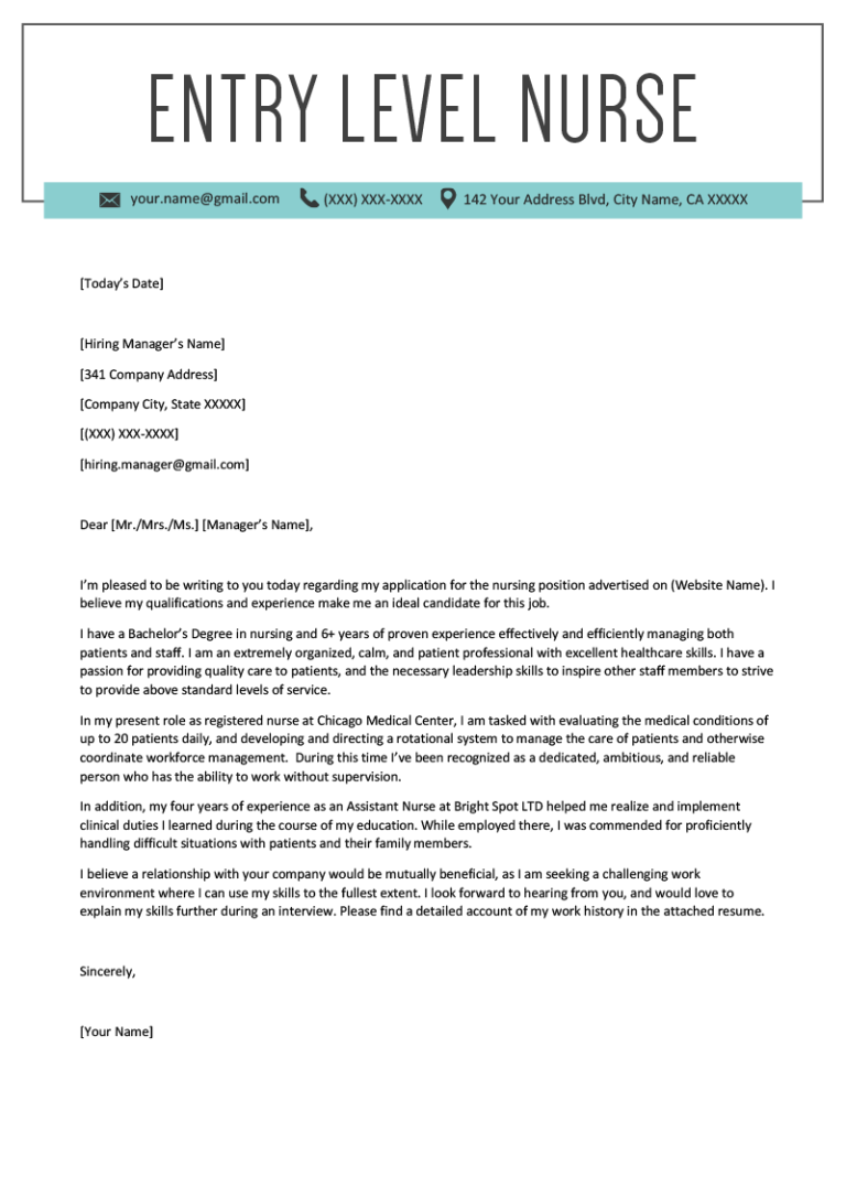 Nursing Cover Letter Template