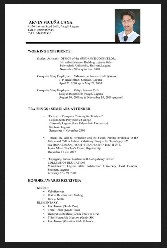 Fresh Graduate Cv Sample