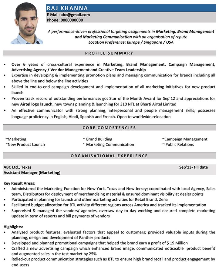 Marketing Manager Cv