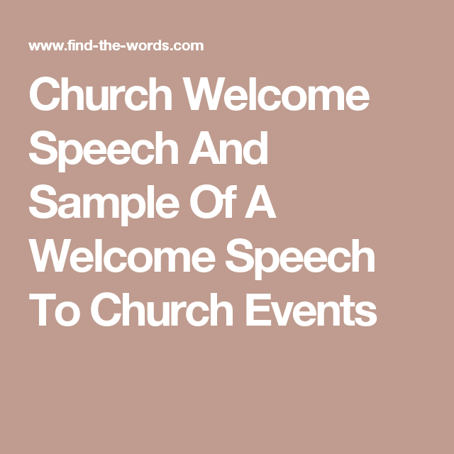 Welcome Speech Sample