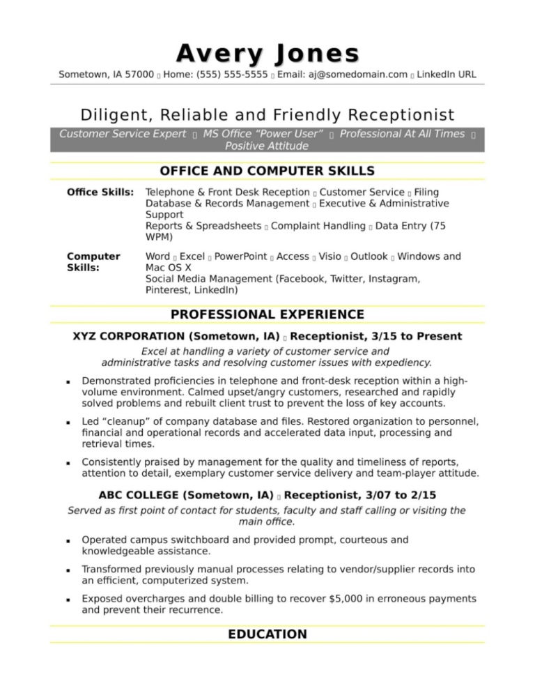 Resume 2019 Sample