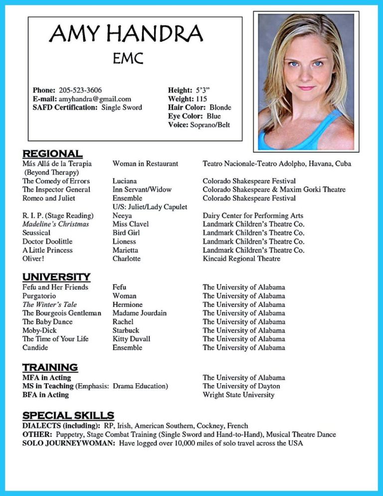 Acting Cv Template
