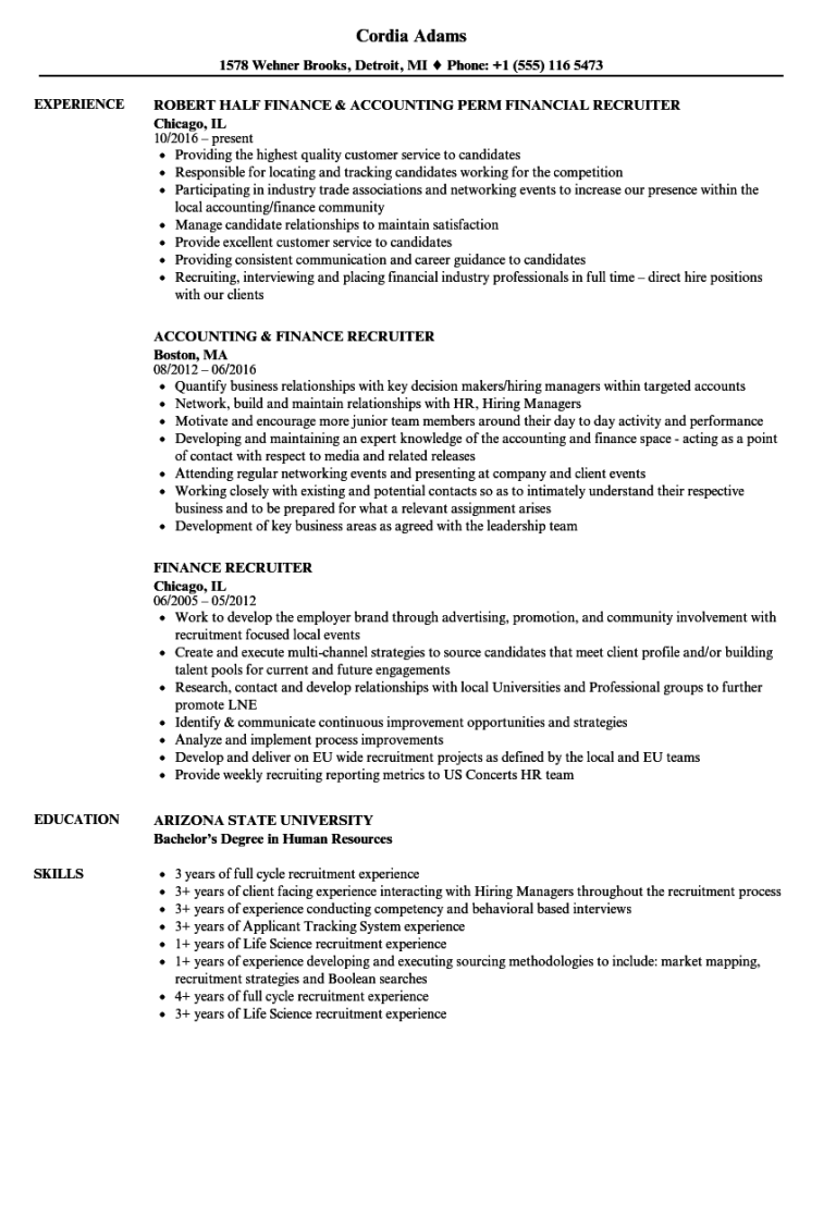 Recruiter Resume Examples