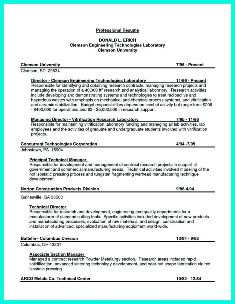 Chemical Engineer Resume