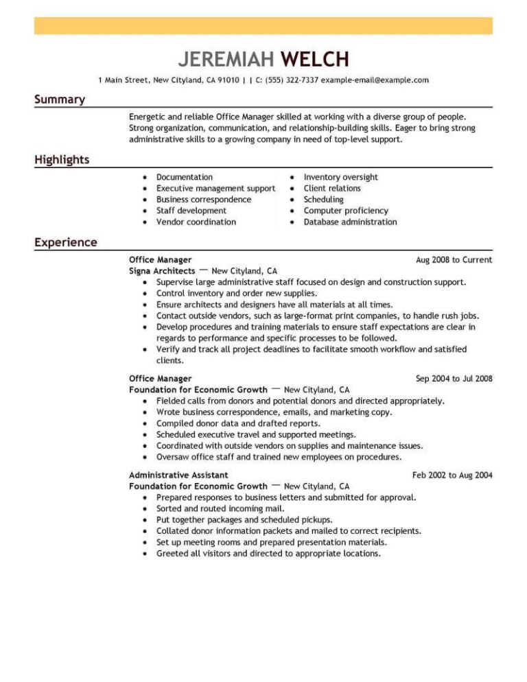 Medical Office Manager Resume