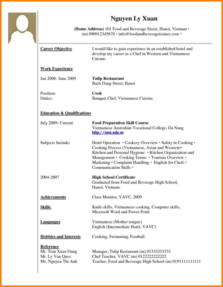 Work Experience Resume Template